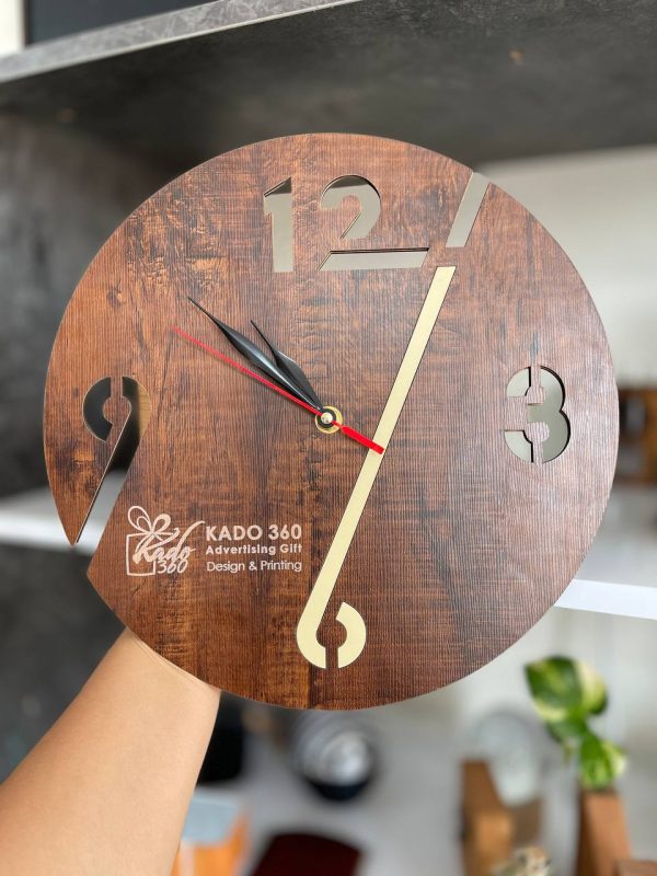 ساعت دیواری چوبی تبلیغاتی قطر 40